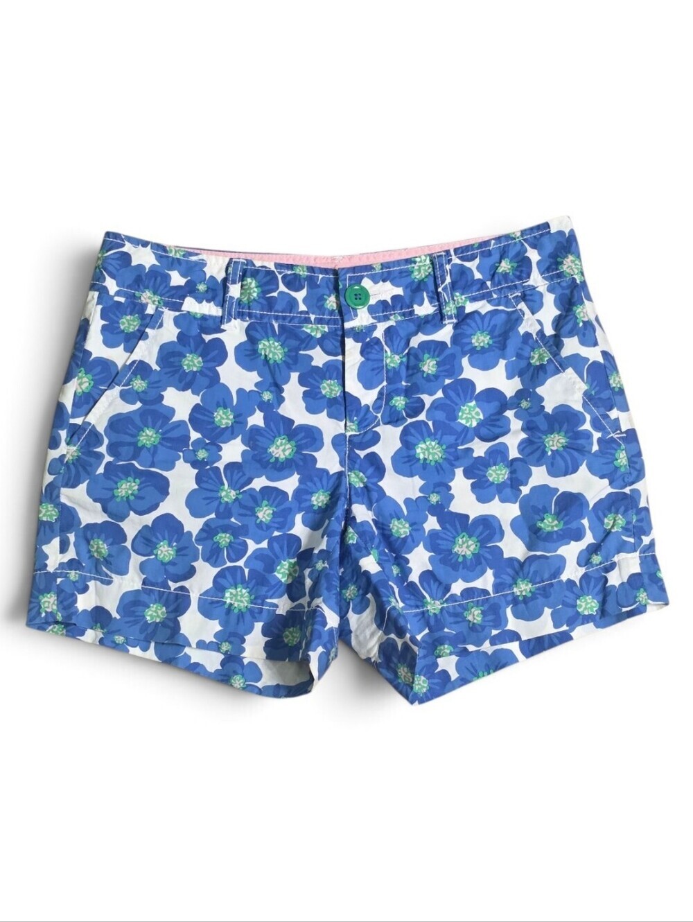 Lilly Pulitzer Floral Blue, White And Green Shorts Size 0